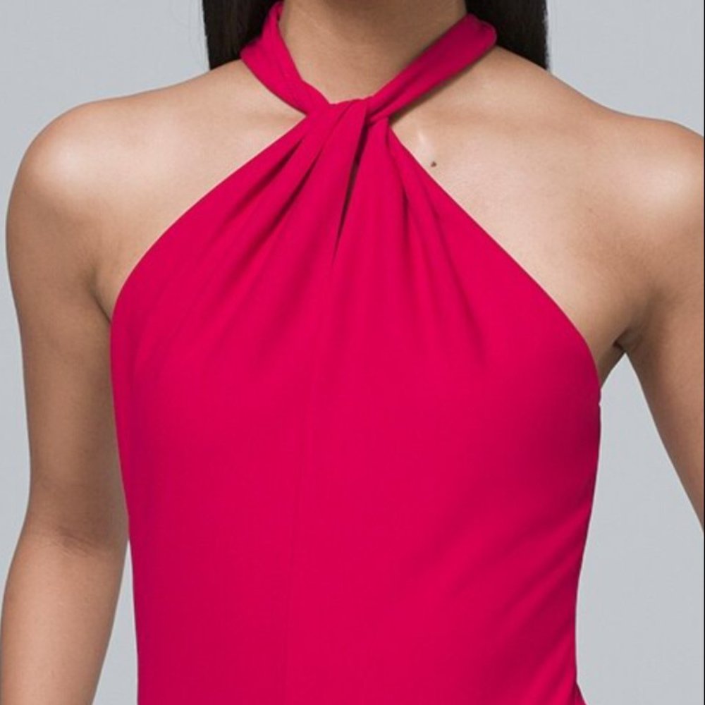 Petite Twisted Halter Top in Fuchsia